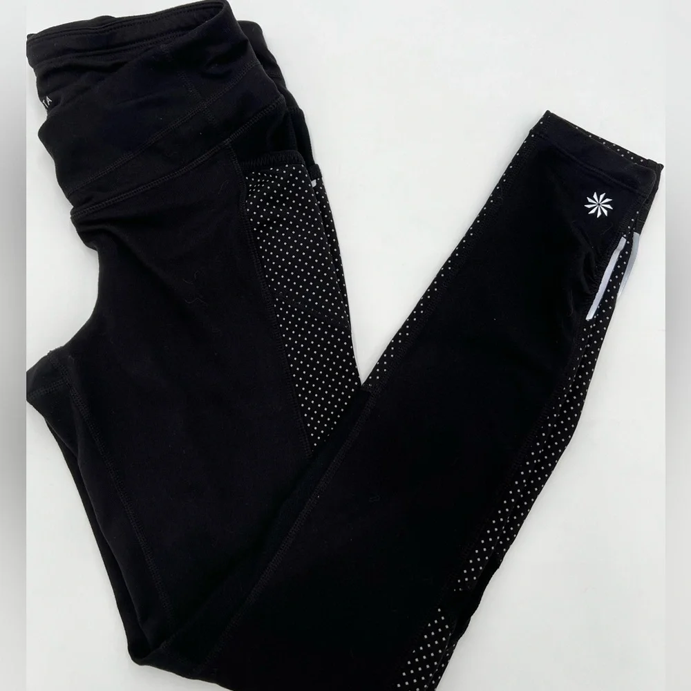 Athleta dot‎ be free black and gray reflective running leggings size XS. - Picture 8 of 8